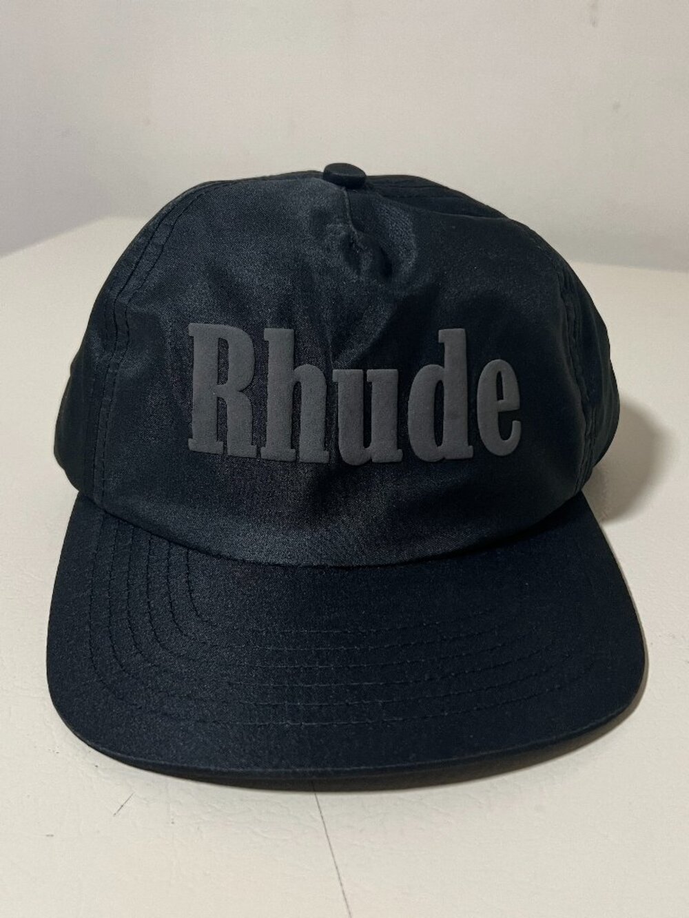 Rhude Satin Logo Hat in Black.